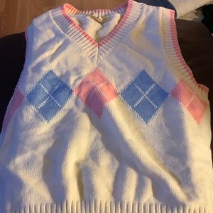 Sweater vest white and light pink